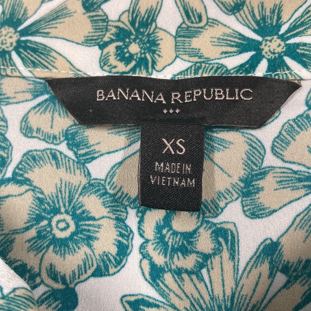 Banana Republic Green Floral Print Long Sleeve V-neck Blouse Top Women's… - Picture 4 of 7